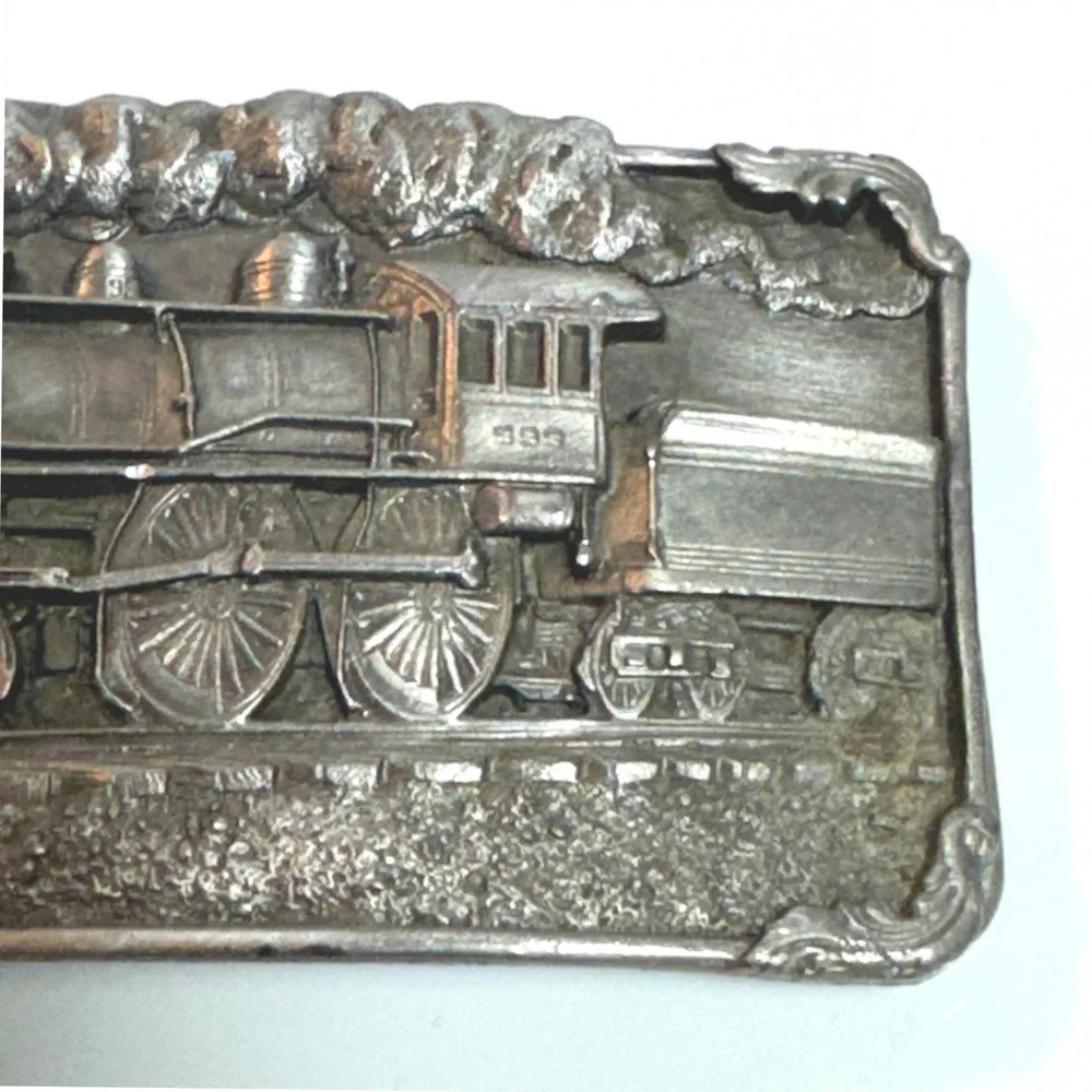Vintage Western Train Buckle Metal American Railroad Steam Engine Sisskiyou 1986
